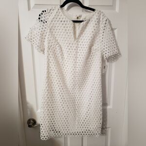 Trina Turk Elegant White Lace Like Dress White, 8